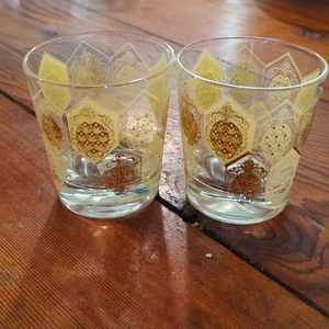 2 Cera Jeweled Pineapple Double Old Fashioned Glasses